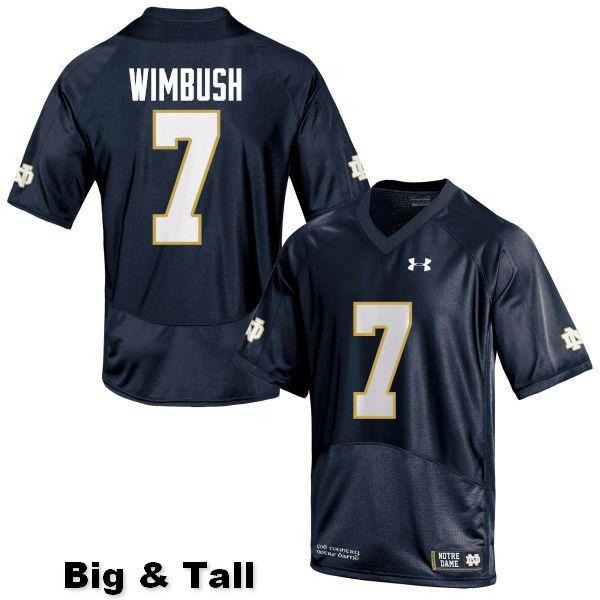 Men's NCAA Notre Dame Fighting Irish #7 Brandon Wimbush Stitched College Under Armour Authentic Navy Blue Big & Tall Football Jersey LX10B43LD